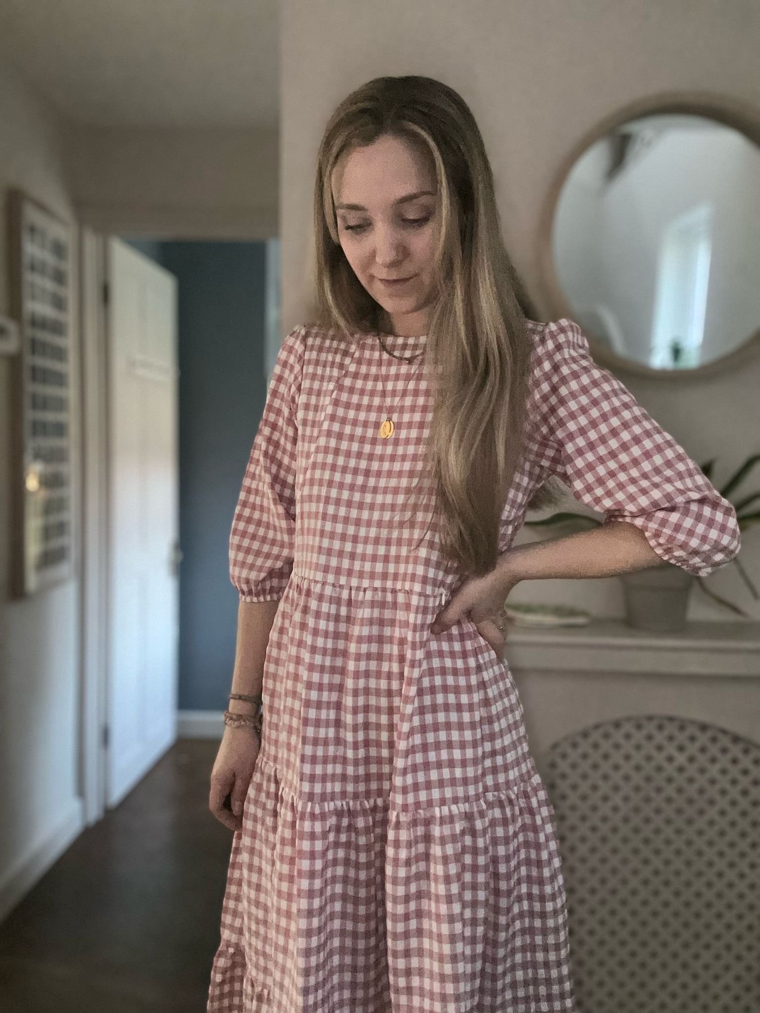 Pink Gingham Breastfeeding Dress