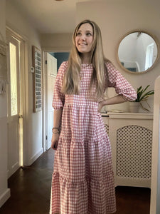 Pink Gingham Breastfeeding Dress-Launching on 1st March