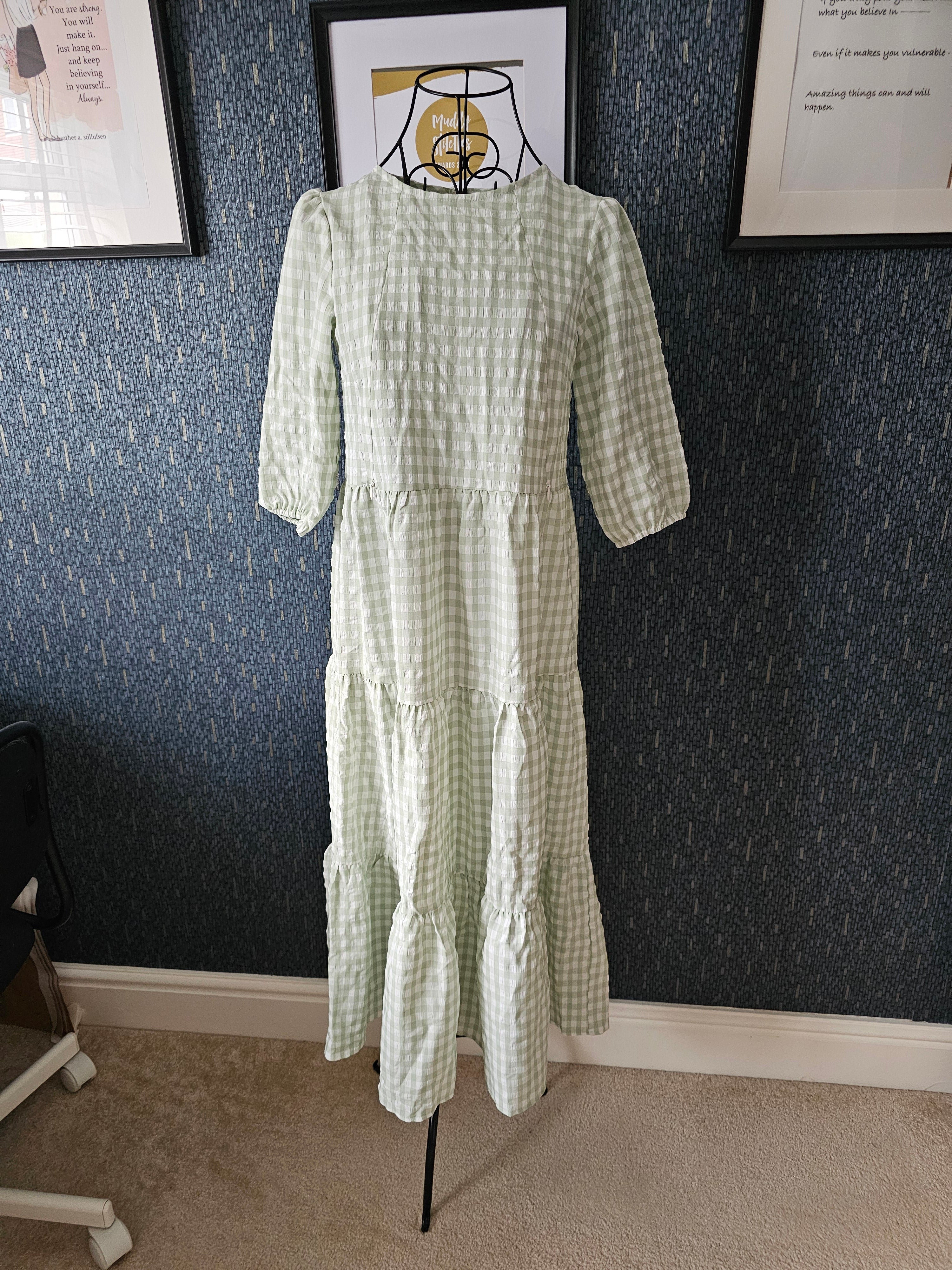 Size 8 Sage Gingham Sample Dress